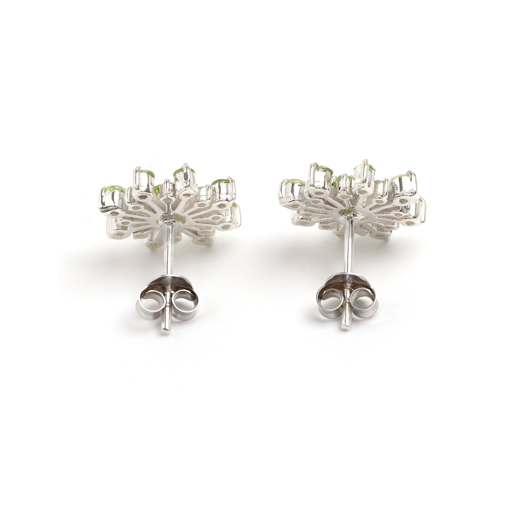 Natural Peridot Stud Earrings in 925 Sterling Silver
