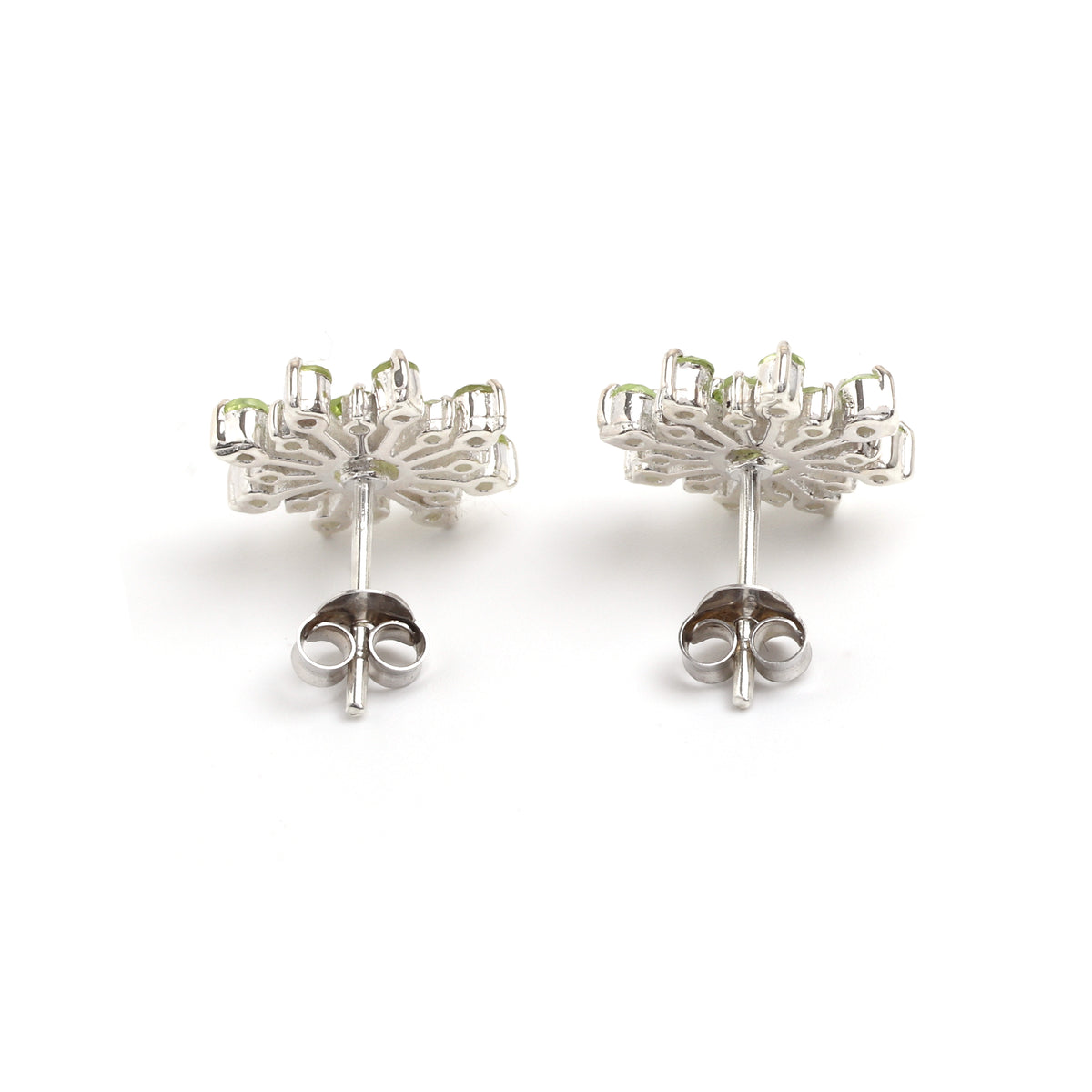 Natural Peridot Stud Earrings in 925 Sterling Silver