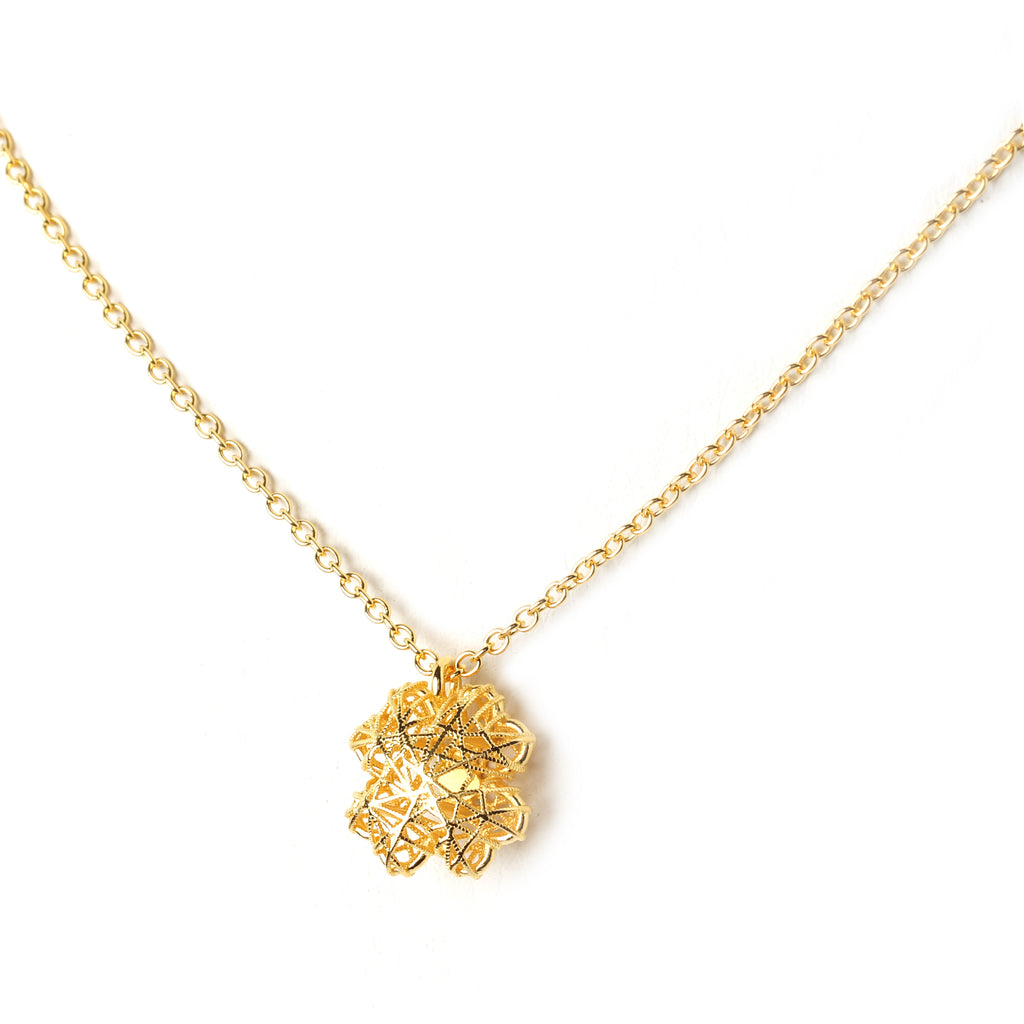 Bloom-inspired gold 925 sterling silver necklace with modern floral geometry by Jewelry by Crimson