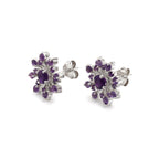 Natural Amethyst Stud Earrings in 925 Sterling Silver