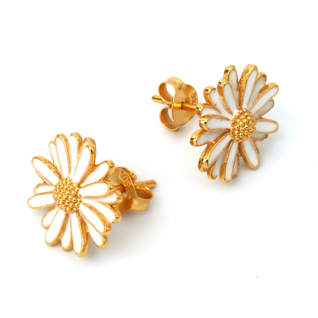 Elegant white floral earrings handcrafted in sterling silver
