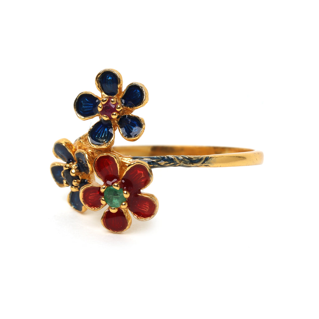 Natural ruby emerald gemstone ring for women