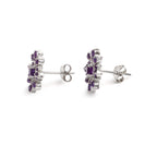 Natural Amethyst Stud Earrings in 925 Sterling Silver