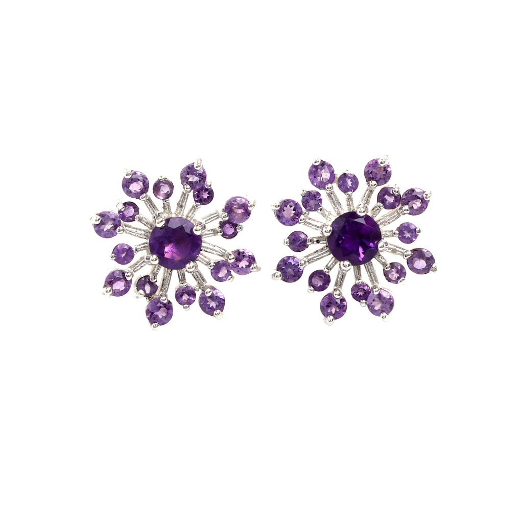 Natural Amethyst Stud Earrings in 925 Sterling Silver