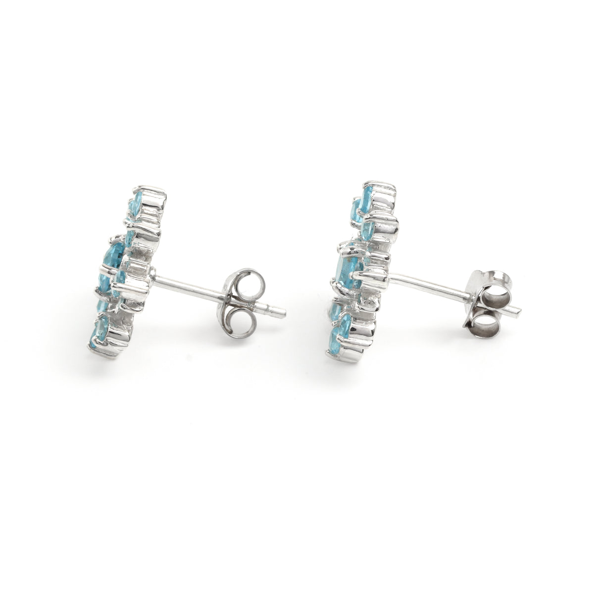 Natural Blue Topaz Stud Earrings in 925 Sterling Silver