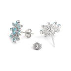 Natural Blue Topaz Stud Earrings in 925 Sterling Silver