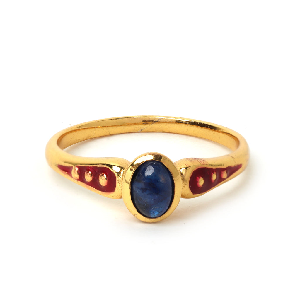 Natural sapphire ring in gold plated sterling silver