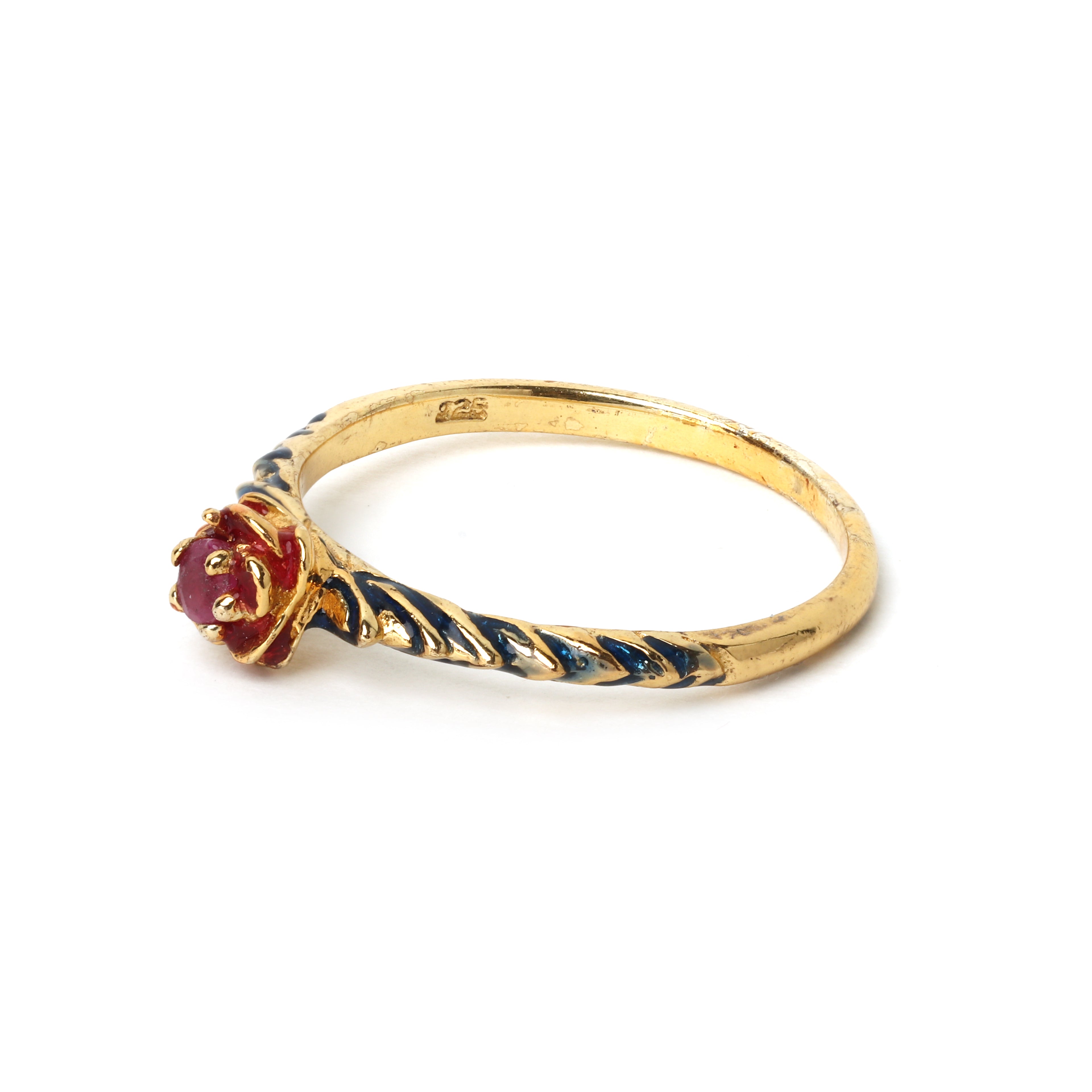 Delicate ruby flower ring handcrafted in Thailand