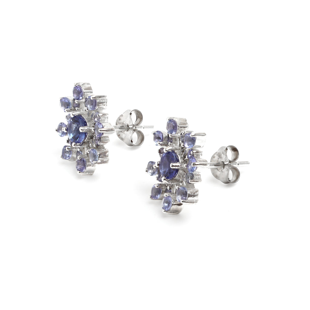 Natural Blue Sapphire Stud Earrings in 925 Sterling Silver