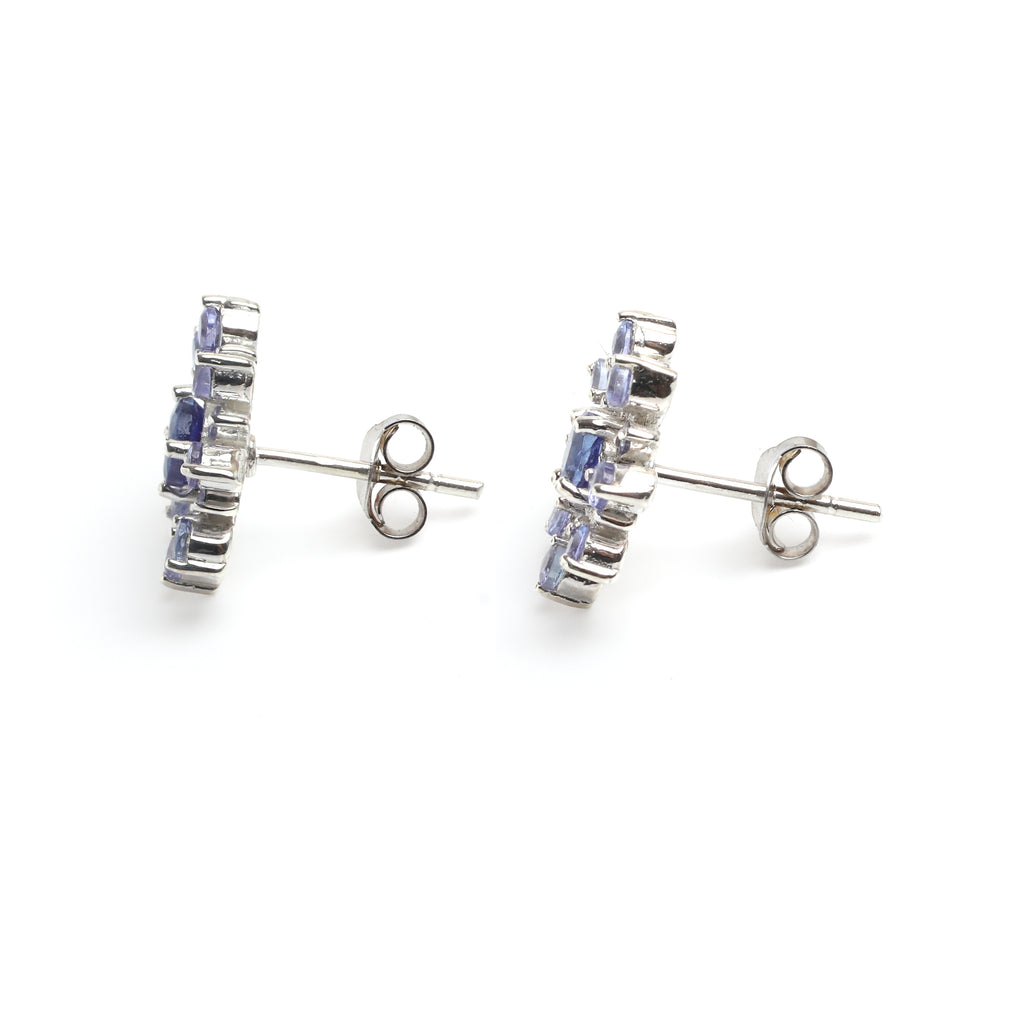 Natural Blue Sapphire Stud Earrings in 925 Sterling Silver