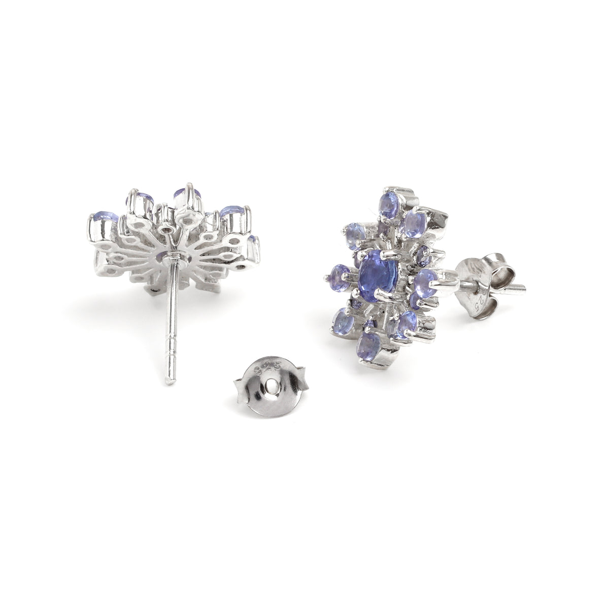 Natural Blue Sapphire Stud Earrings in 925 Sterling Silver