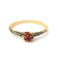 Natural ruby floral ring in gold plated sterling silver