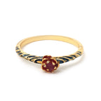 Natural ruby floral ring in gold plated sterling silver