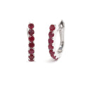 Natural Ruby Hoop Earrings in 925 Sterling Silver