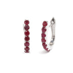 Natural Ruby Hoop Earrings in 925 Sterling Silver