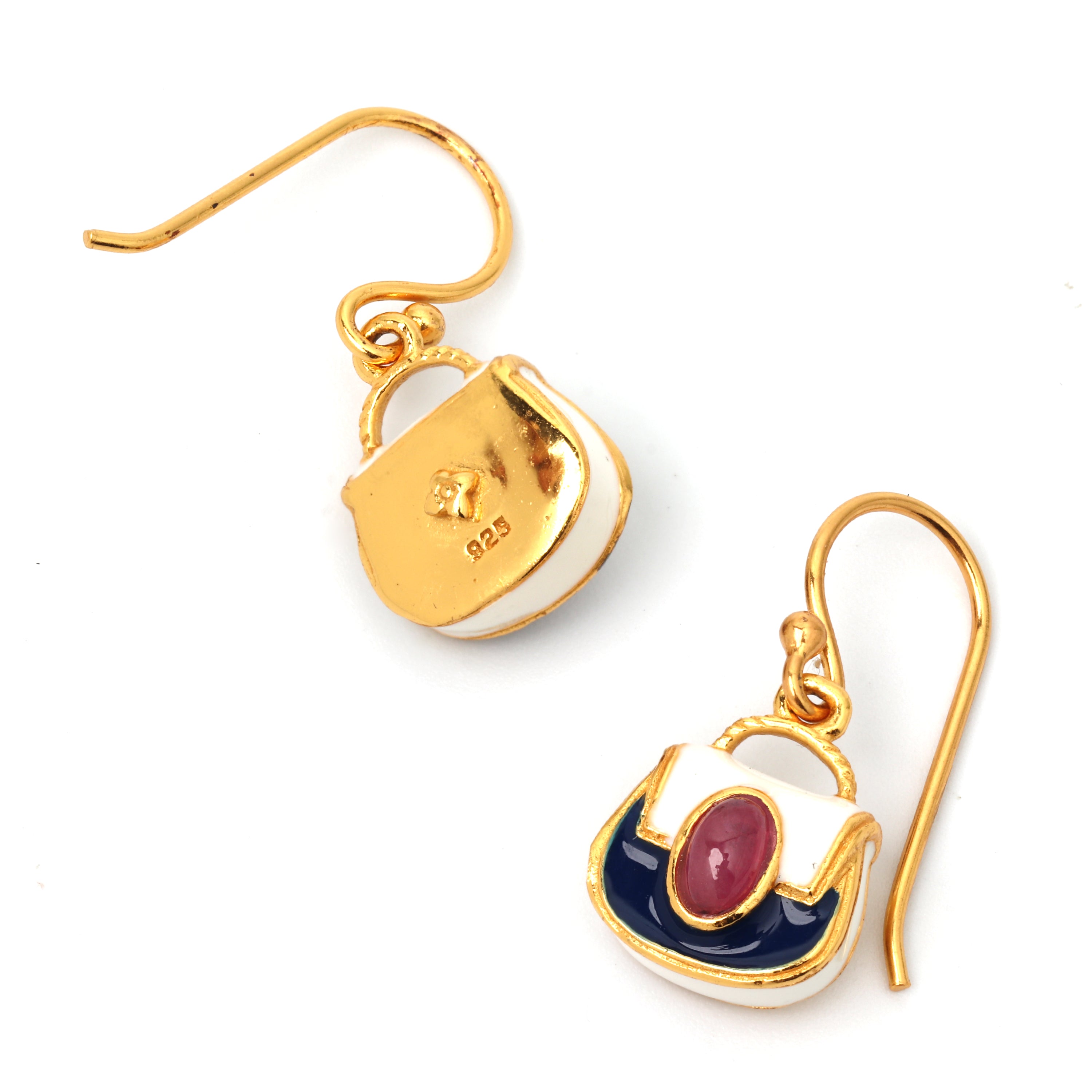 Luxury ruby dangle earrings with enamel finish by Jewelry by Crimson