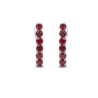 Natural Ruby Hoop Earrings in 925 Sterling Silver