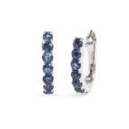 Natural Blue Sapphire Hoop Earrings in 925 Sterling Silver