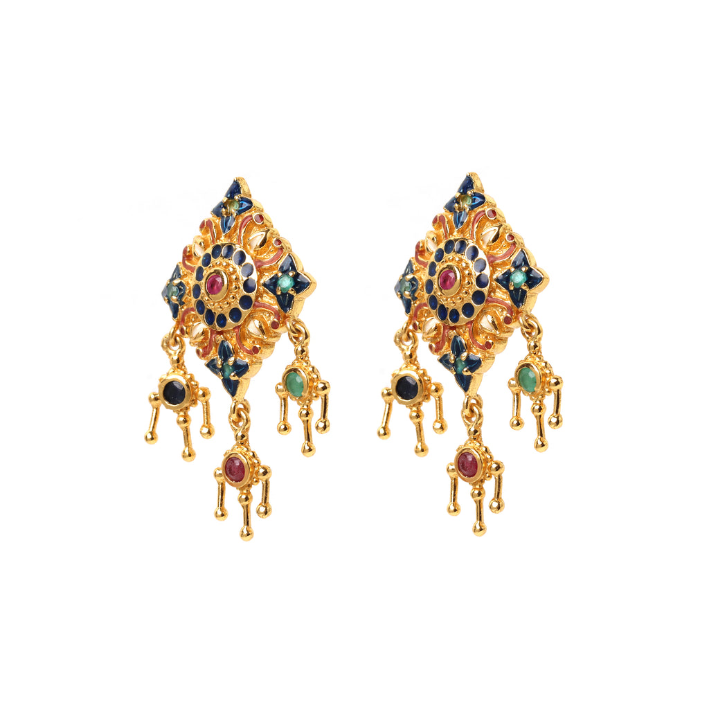 Luxury natural multi gem earrings handcrafted in Thailand
