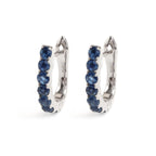Natural Blue Sapphire Hoop Earrings in 925 Sterling Silver