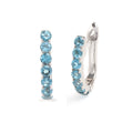 Natural Blue Topaz Hoop Earrings in 925 Sterling Silver