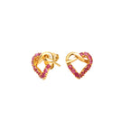 Elegant ruby heart earrings handcrafted in Thailand