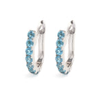 Natural Blue Topaz Hoop Earrings in 925 Sterling Silver
