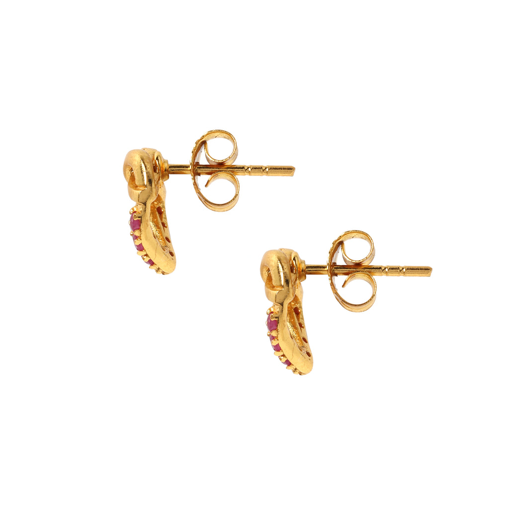 Gold plated sterling silver earrings featuring natural rubies