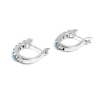 Natural Blue Topaz Hoop Earrings in 925 Sterling Silver