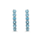 Natural Blue Topaz Hoop Earrings in 925 Sterling Silver