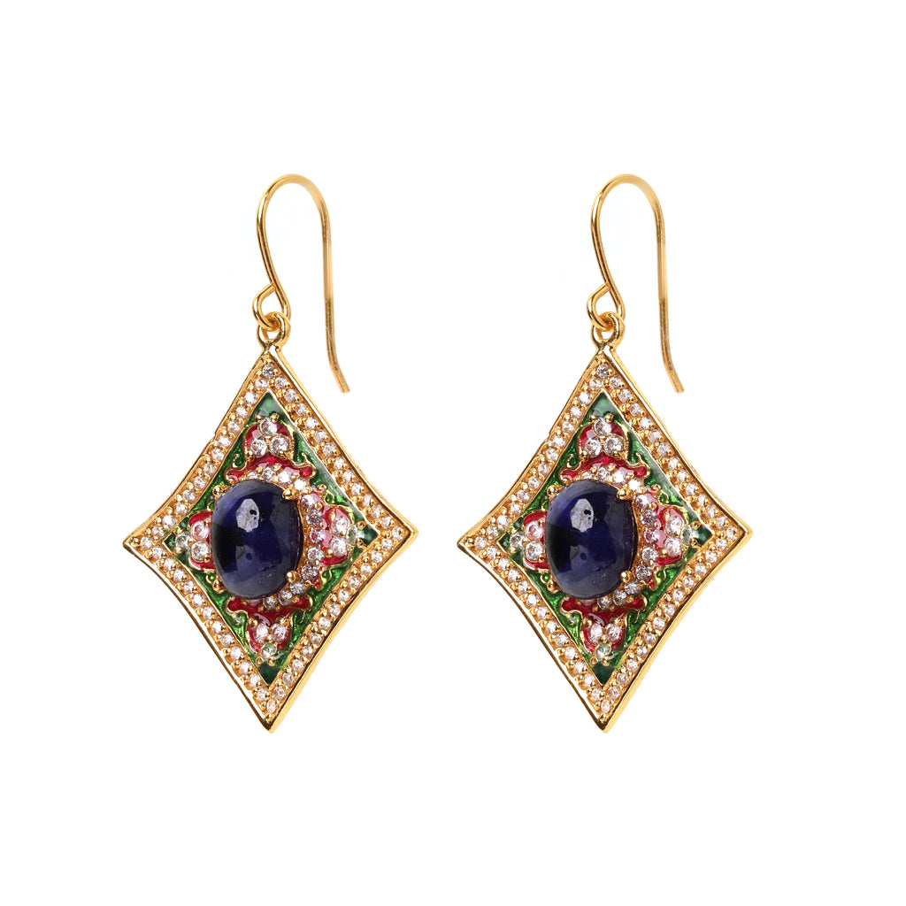 Luxury blue sapphire drop earrings with artisan detailing