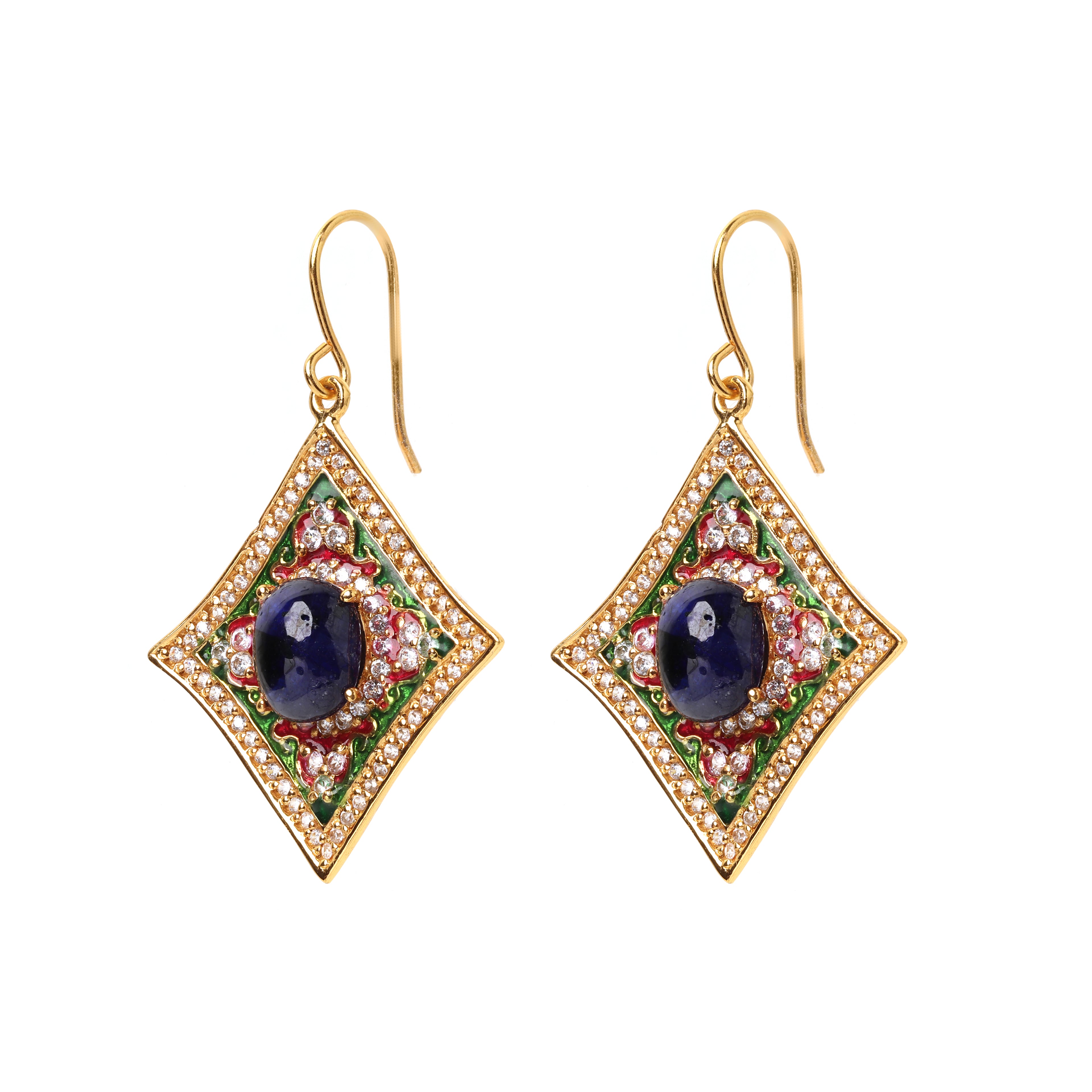 Luxury blue sapphire drop earrings with artisan detailing