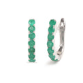 Natural Emerald Hoop Earrings in 925 Sterling Silver