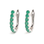 Natural Emerald Hoop Earrings in 925 Sterling Silver
