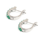 Natural Emerald Hoop Earrings in 925 Sterling Silver