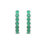 Natural Emerald Hoop Earrings in 925 Sterling Silver