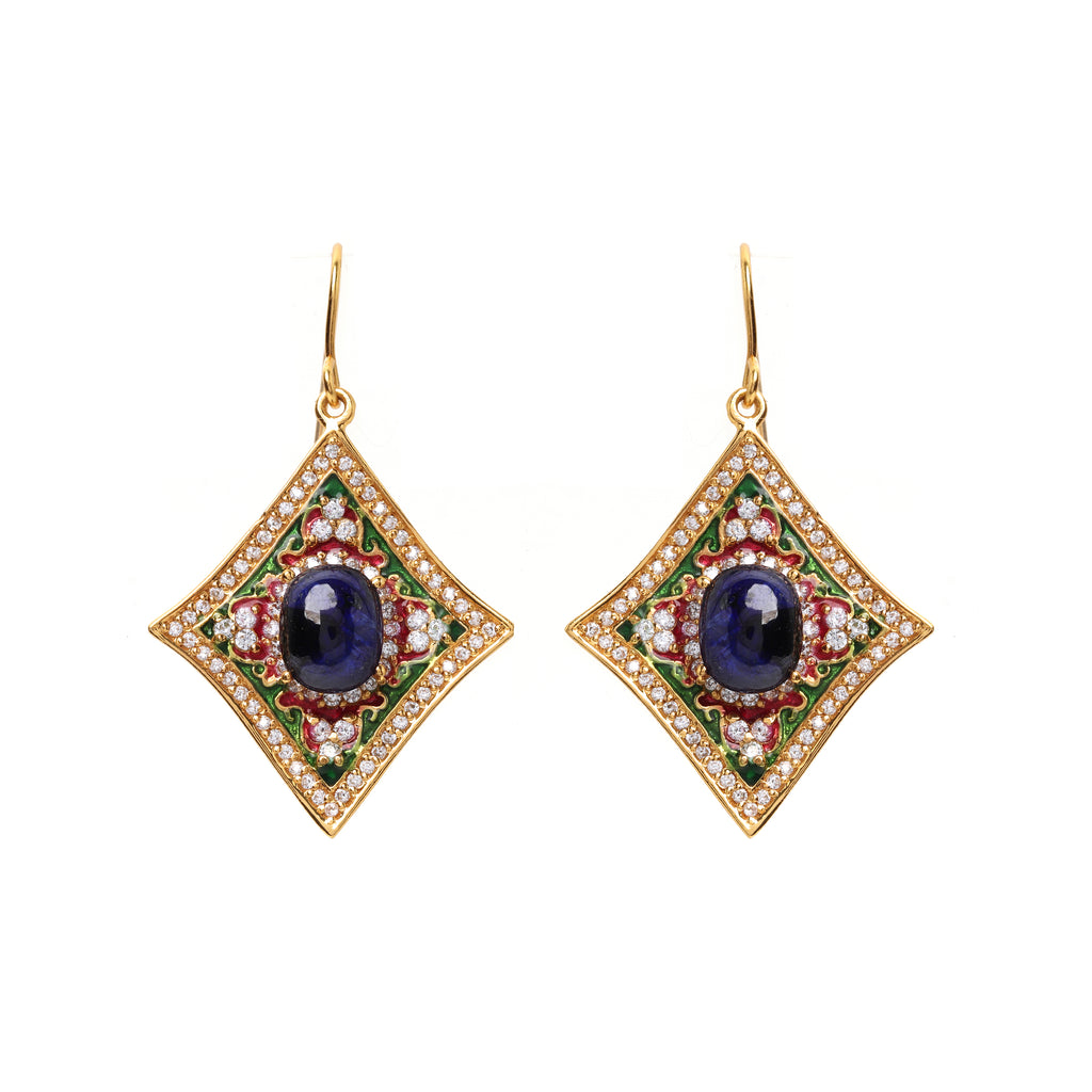 Natural sapphire statement earrings in 14K gold plated sterling silver