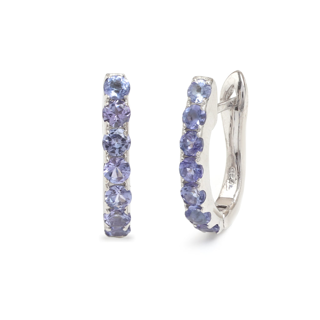 Natural Tanzanite Hoop Earrings in 925 Sterling Silver