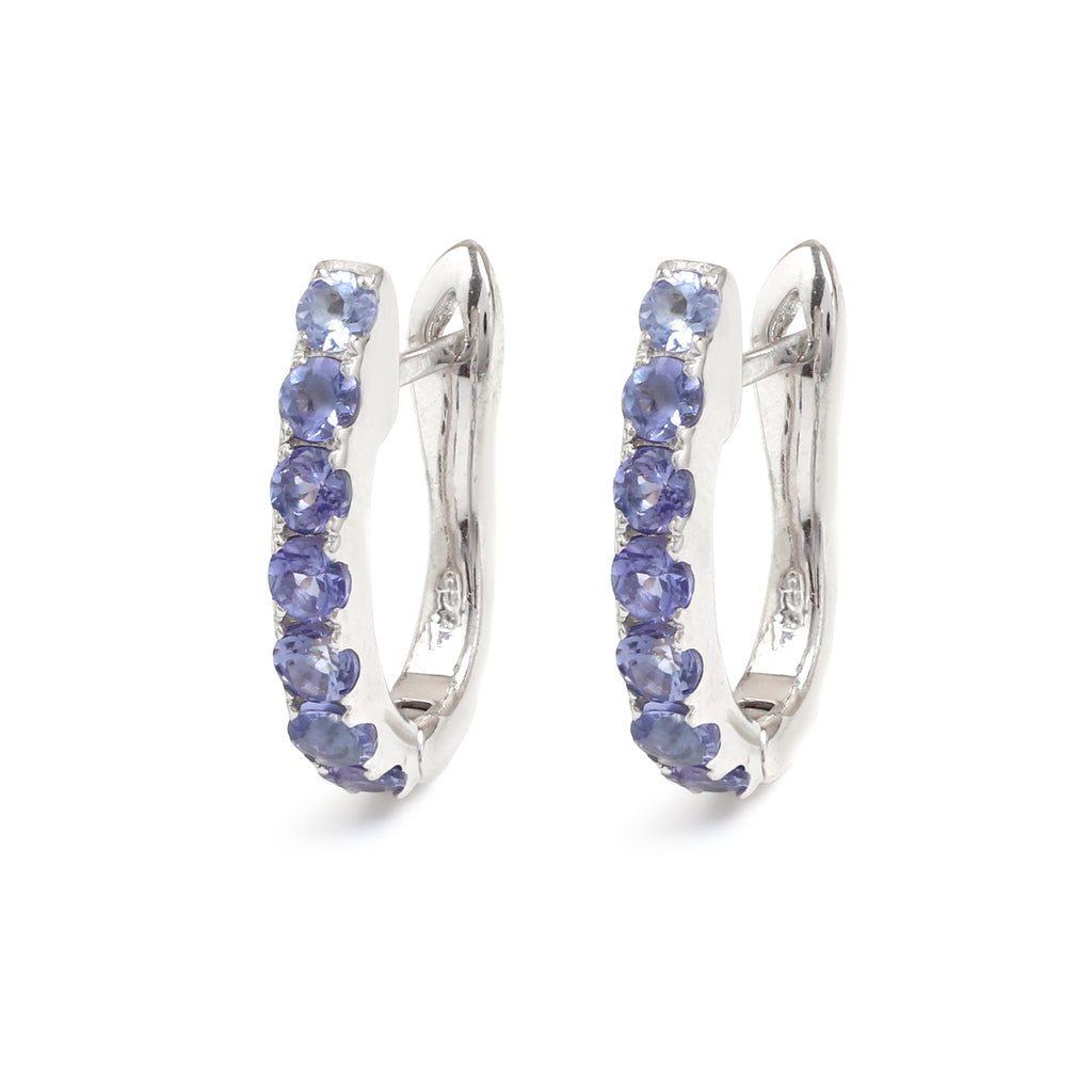 Natural Tanzanite Hoop Earrings in 925 Sterling Silver