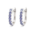 Natural Tanzanite Hoop Earrings in 925 Sterling Silver
