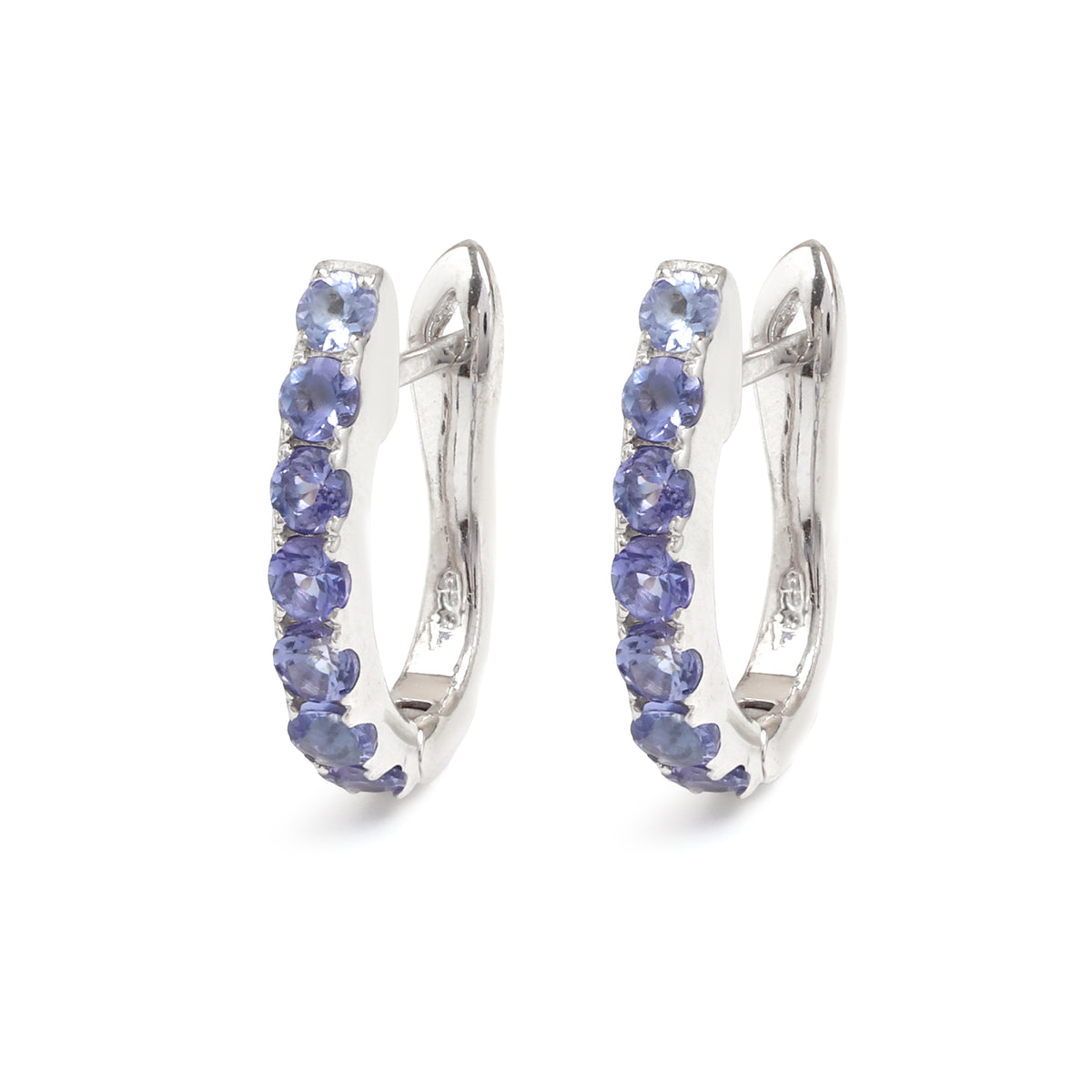 Natural Tanzanite Hoop Earrings in 925 Sterling Silver