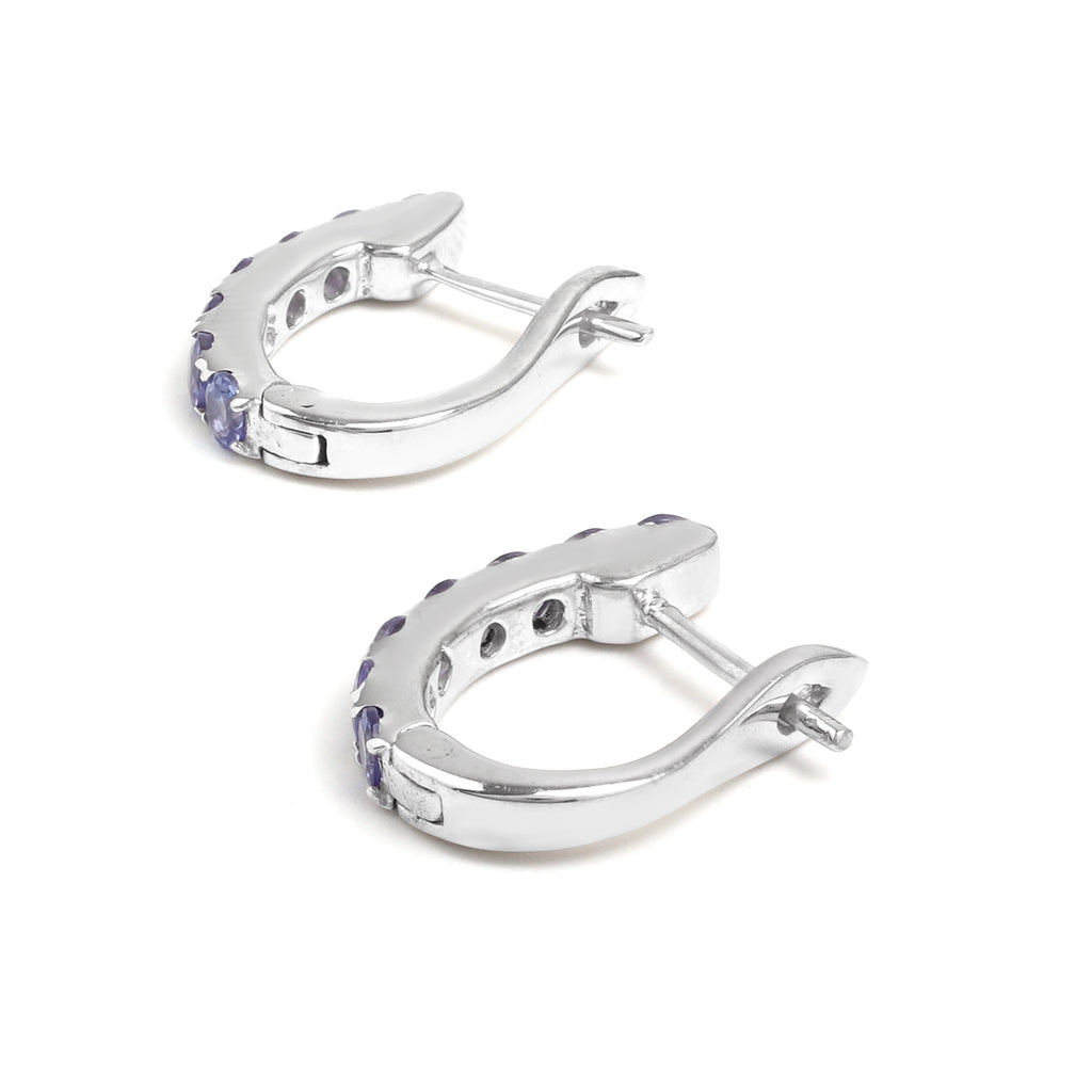 Natural Tanzanite Hoop Earrings in 925 Sterling Silver
