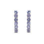 Natural Tanzanite Hoop Earrings in 925 Sterling Silver