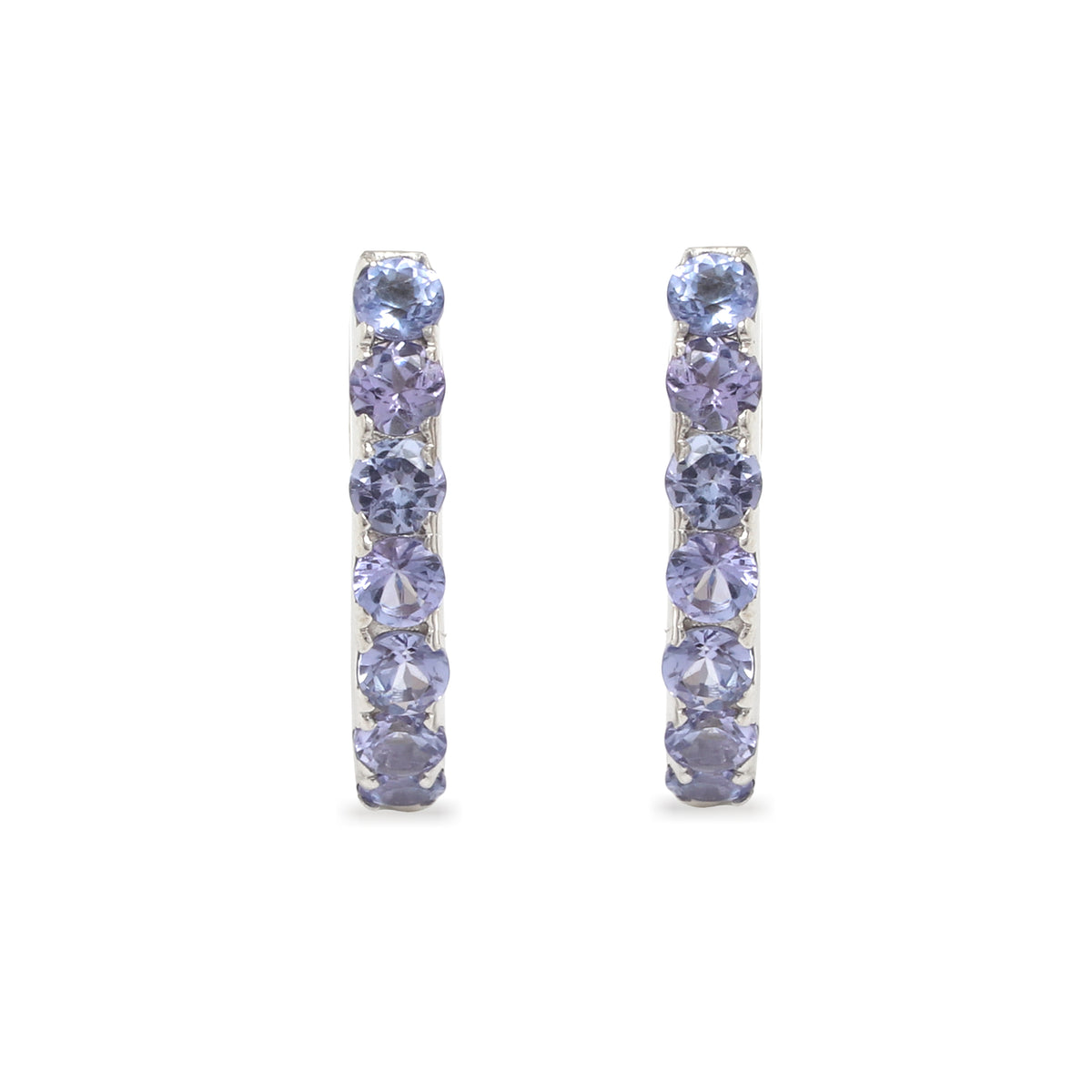 Natural Tanzanite Hoop Earrings in 925 Sterling Silver