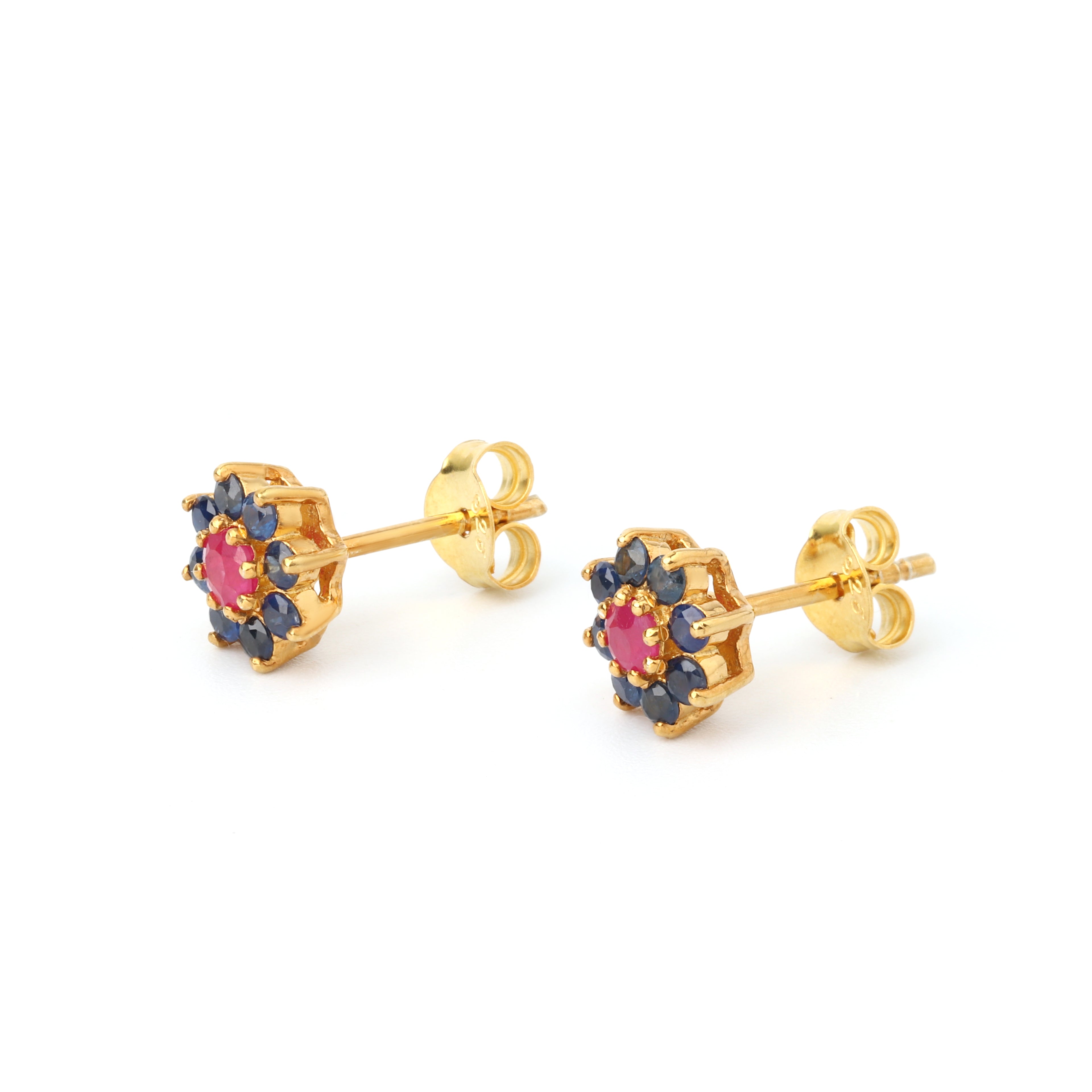 Gold plated floral gemstone earrings for women