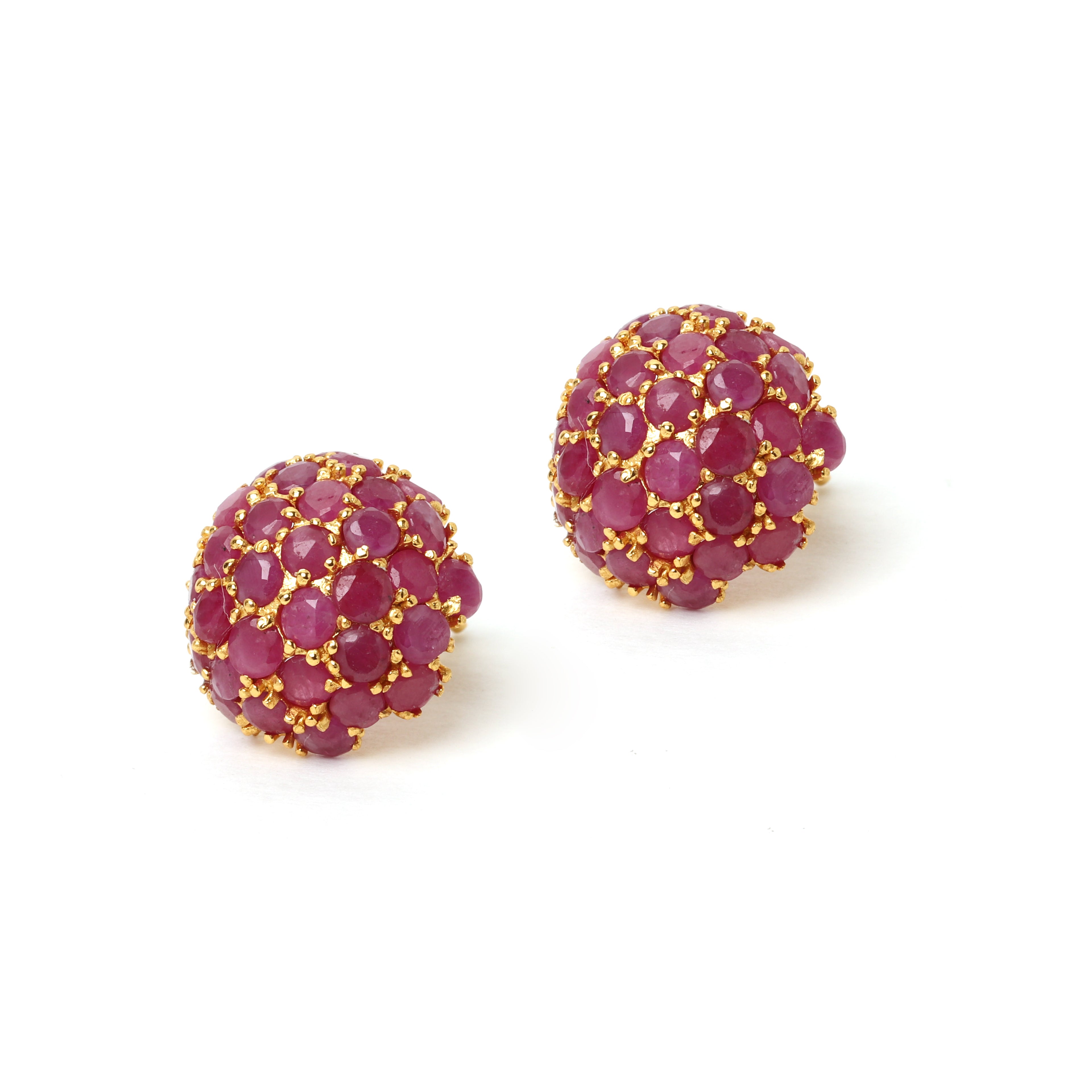 Gold plated sterling silver earrings featuring natural rubies