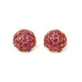 Natural ruby cluster stud earrings in 14K gold plated sterling silver