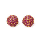 Natural ruby cluster stud earrings in 18K gold plated sterling silver