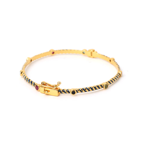 Emerald ruby sapphire bracelet with blue enamel detailing