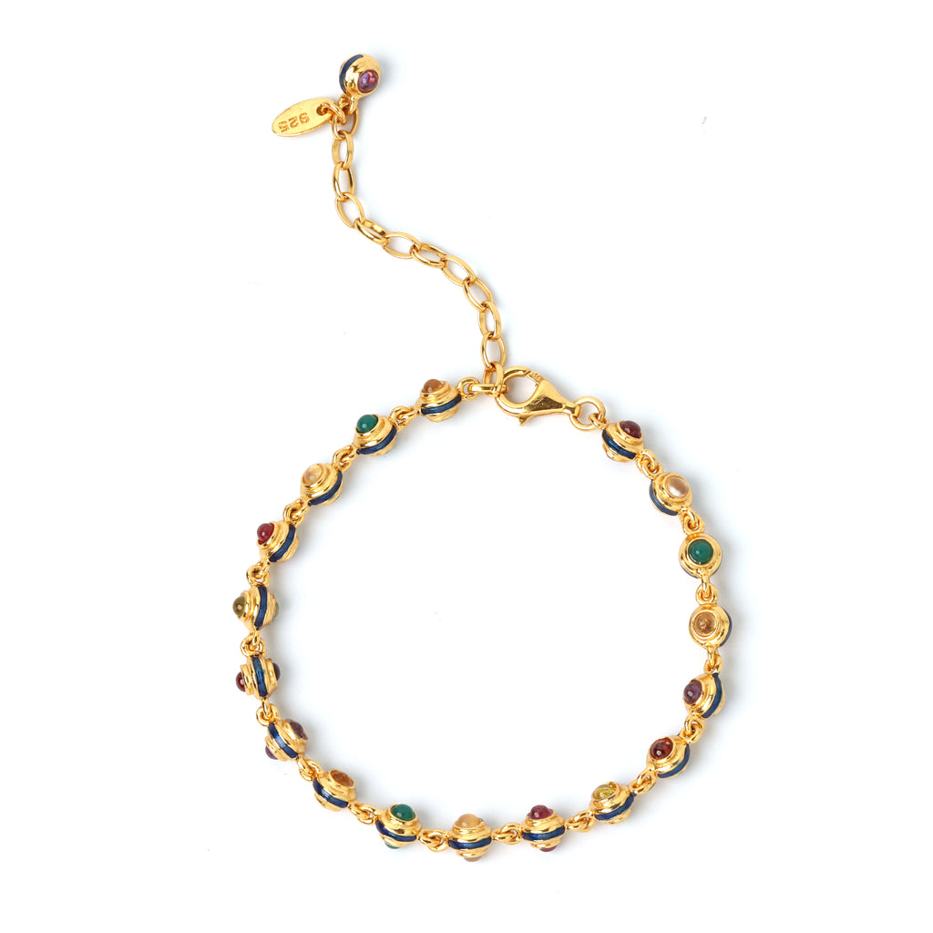 Luxury multi color gemstone bracelet for women with gold plated finish
